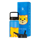 Termo De Agua Para Niños 355 Ml. Con Popote Y Asa. B Life Gato