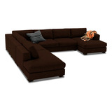 Mueble Sala Vancouver Chocolate Izquierda Con Esquinero 5pz