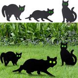 3 Carteles De Halloween Para Gatos Negros Con Ojos Refl...