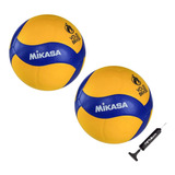 2 Bola De Vôlei V390w Mikasa Oficial + Bomba Ar Encher Bolas