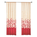 Cortinas Rojo Floral Dos Paneles De 1.30 X 2.20 Osaka