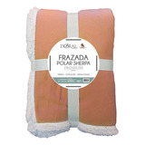 Frazada Polar Sherpa Premium 2 Plazas Doral Color Naranja