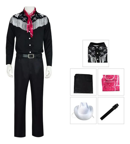 Disfraz De Barbie Cosplay De Ryan Gosling Ken, Traje Negro Con Sombrero Blanco, Ropa De Halloween Para Hombres Y Niños, Uniforme De Película 2023