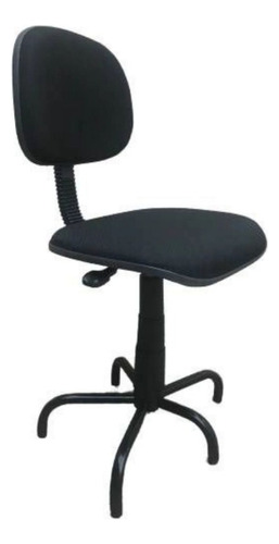 Cadeira Secretaria Costureira Tecido Preto Com Reg. Altura 