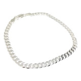 Pulsera Hombre Unisex Grumet Plana Maciza 4mm 20cm Plata 925