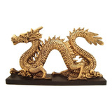 Dragão Chines Com Base Gg Em Resina Decorativo Estatueta Cor N/a