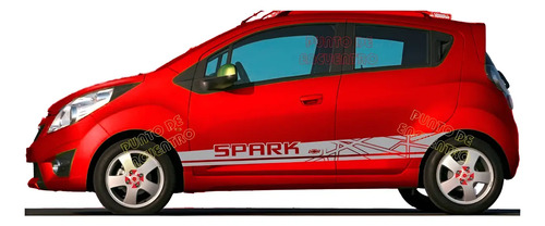 Stickers Franja Lateral Para Chevrolet Spark+espejos 4 Ps 3p