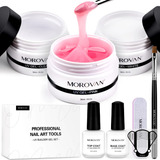 Morovan Kit De Constructor De Gel Para Uñas, 3 Colores, Bl.