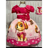 Vestido Skye Patrulha Canina Festa Infantil Luxo