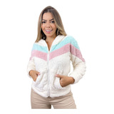 Casaco Moletom De Pelinho Blusa Frio Feminino 3rd Sd7091