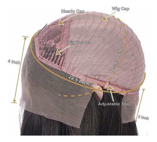 Derun Ombre Peluca Larga Recta Con Flequillo Pelo Humano 13x