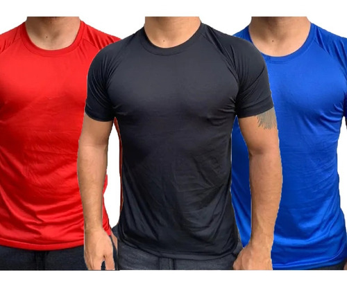 Kit 7 Camiseta Masculina Básica Dry Fit Malha Fria Poliéster