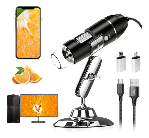 Microscopio Digital Para Celulares Mini Usb 1600x Zoom Led