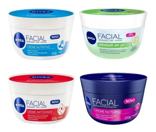 Kit Creme Nivea Facial Gel / Nutritivo / Antissinais / Notur