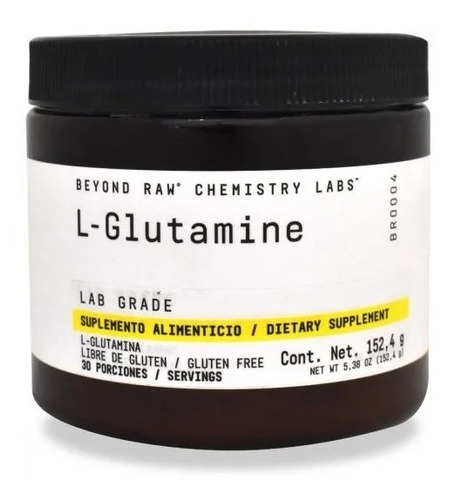 L-glutamina - Beyond Raw Chemistry Labs - 30 Servicios Sabor Sin Sabor