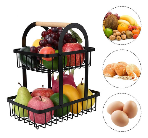 Organizador  Cesta De Frutas Y Verduras Dos Niveles Frutero