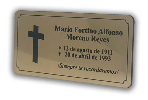 Placa Funeraria Para Urna/nicho 40x20cm Grab Personalizado