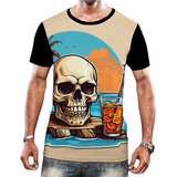 Camiseta Camisa Tshirt Estampa Caveira Na Praia Cerveja Hd 2