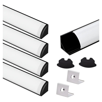 Banna 5pcs Perfil De Aluminio Para Tira Led En Casa Oficinas 5m Luz Negro Mica Opalina | MercadoLibre