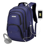 Mochila P/ Notebook Masculina Grande Resistente Executiva Cor Azul