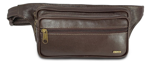 Pochete Masculina Grande Feita De Couro Legítimo 4 Bolsos Cor Marrom/café