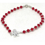 Pulsera Cristal Swarovski Hijo Plata 925 Rojo/a Protección 