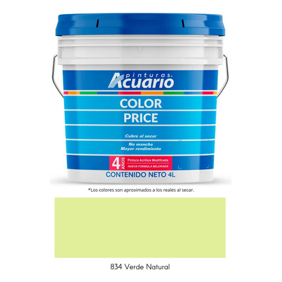 Galon De Pintura Vinilica Acrilica Modificada Lavable Acuario Color Price 4lt Color Verde Natural | Envío gratis