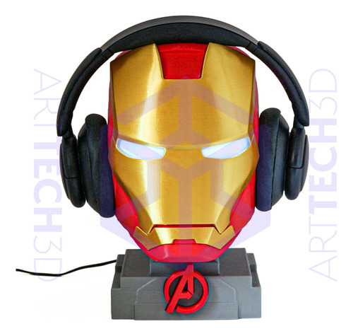 Suporte De Headset - Homem De Ferro Com Led