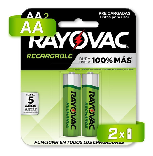 Pilas Baterias Rayovac Recargables 2 Piezas Aa 1350 Mah