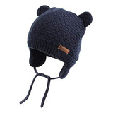 Gorro De Bebé Osito Cálido, Compatible Con Otoño E Invierno.