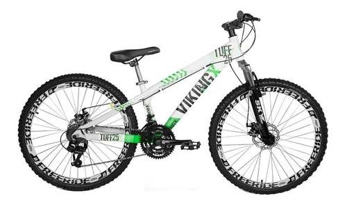 Mountain Bike Vikingx Tuff 25 Aro 26 13  21v Freios De Disco Mecânico Câmbios Shimano Tourney Tz31 Cor Branco/verde