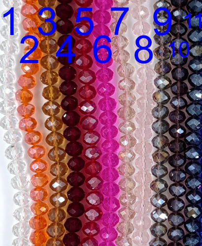 Dona Cristal 8x6mm, Bisuteria, Paquete 6 Tiras De Colores