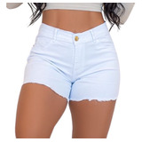 Shorts Branco Feminino Com Barra Desfiada