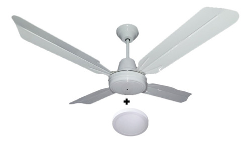 Ventilador Techo Blanco Metálico Con Plafón Led 18w - E. A.-