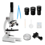 Microscopio Monocular Óptico 64x-2400x Para La Escuela Color Fix