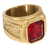 Anillo De Lujo Cuadrado Para Hombres, Oro 18k