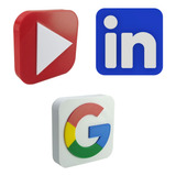 Decoração Kit Com Ícones Google Linkedin E Youtube Quadrado