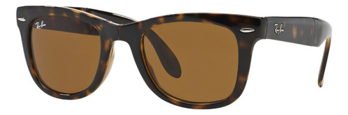 Anteojos De Sol Ray-ban Wayfarer Folding Classic Large Con Marco De Nailon Color Gloss Tortoise, Lente Brown De Cristal Clásica, Varilla Gloss Tortoise De Nailon - Rb4105