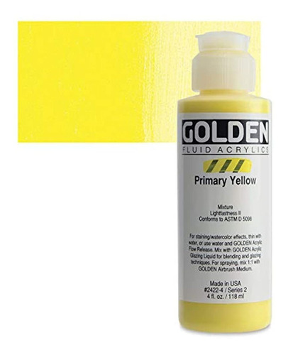 Pintura Acrílica color primaria Amarillo oro Fluido  4 oz