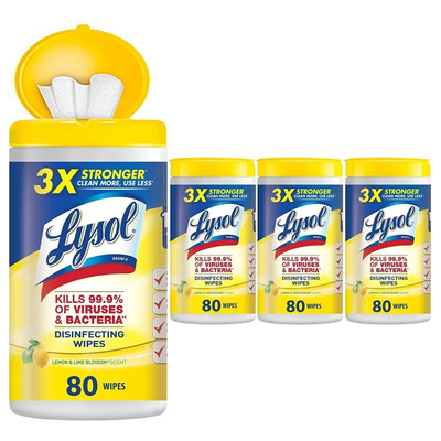 Set De 4 Botes Con 80 Toallas Desinfectantes Lysol
