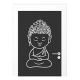 Adesivo Para Porta Branco - Buda Meditando