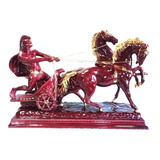 Escultura Biga Romana De Cerâmica Esmaltada (60 Cm)