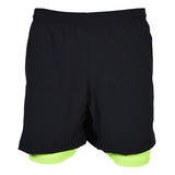 Short Con Calza Dribbling Running Allen Hombre Negro/verde