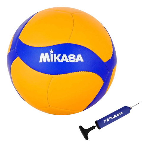 Bola Vôlei Quadra Mikasa Costurada V370w Oficial + Bomba Ar