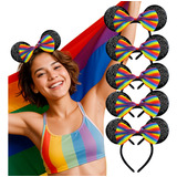 6 Diademas Arcoíris Orejas Mimi Mouse Lgbt Orgullo Fiesta