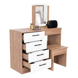 Mueble Tocador Kaia + Banca Rta Miel Blanco Color Marrón Claro