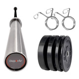 Kit Barra Olimpica 2.20 Mts (20 Kg) + 50 Kg En Discos Bumper