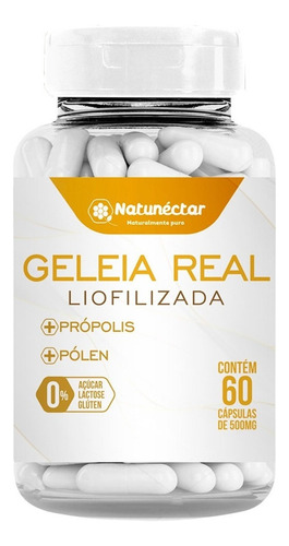 Geleia Real Liofilizada Natural 60 Capsulas 500mg Original