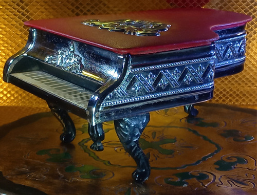 Caja Musical Piano Alhajero Unico Antiguo Metalico 