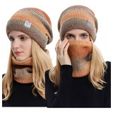 Conjunto Gorros Para Frio Bufandas Tejidas Lana Unisex Moda